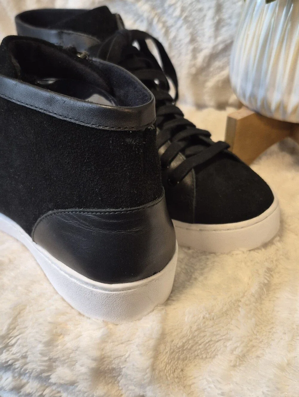 Vionic Splendid Torri Black Leather High Top Sneaker Shoes Women's Size 9.5